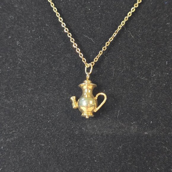 Vintage Teapot Pendant Necklace Fashion Jewelry 15.5 inch Silver Tone Tea Party - Picture 2 of 11